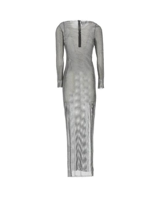 Santa Brands Gray Embellished Side Slit Maxi Dress