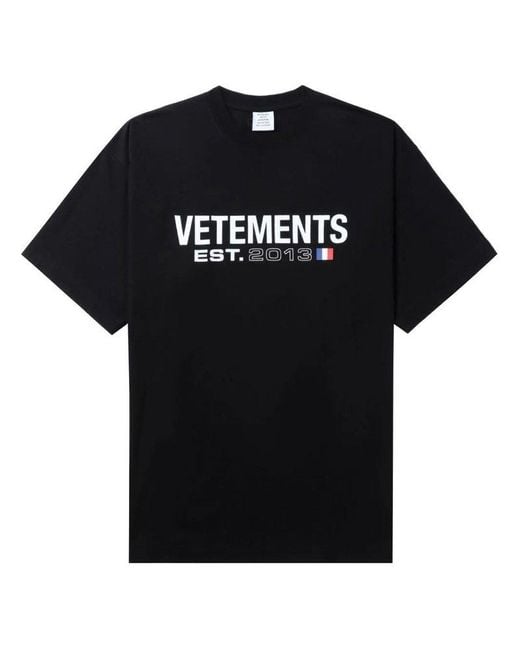Vetements Black Logo-print Drop-shoulder T-shirt for men