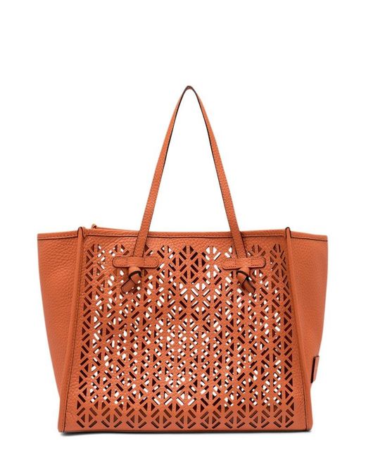 Gianni Chiarini Red Marcella Perforated Shopping Bag