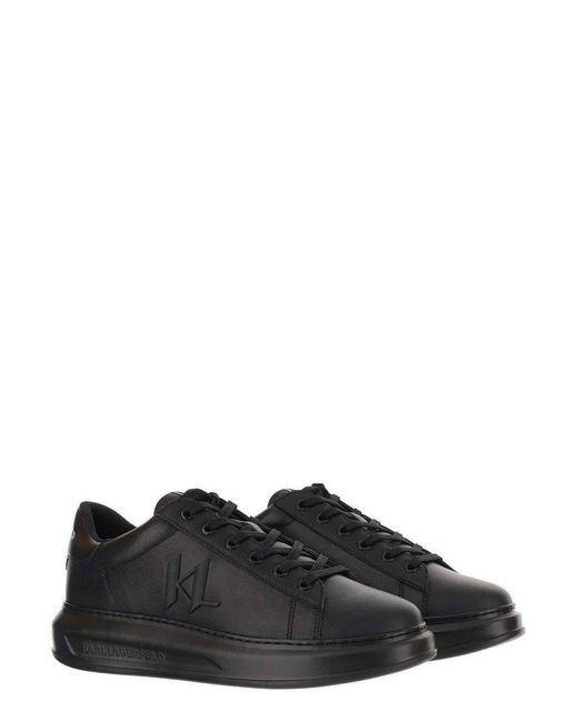 Karl Lagerfeld Black Round Toe Lace-up Sneakers for men