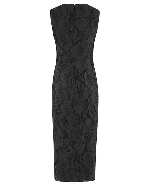 N°21 Black No21 Floral-embroidered Sleeveless Midi Dress