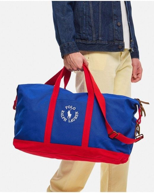 Polo Ralph Lauren Blue Logo Embroidered Zipped Duffle Bag for men