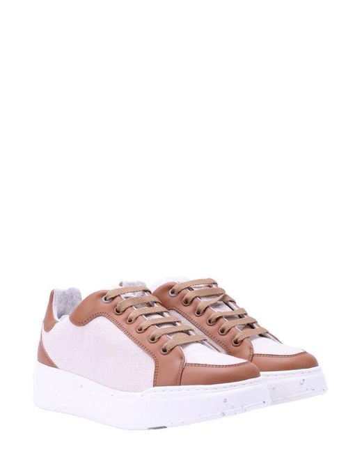 Max Mara Pink Round Toe Lace-up Sneakers