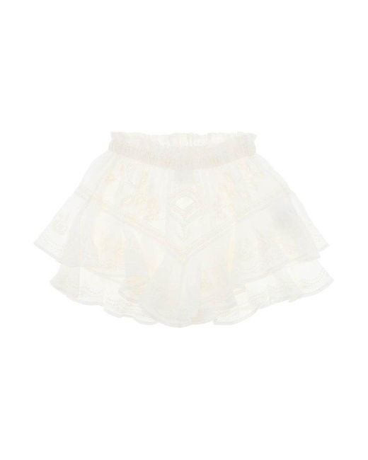 Isabel Marant White Elsa Linen Shorts With Embroidery Details