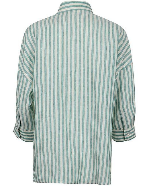 Weekend by Maxmara Blue Butterfly Patterned Striped Shirt