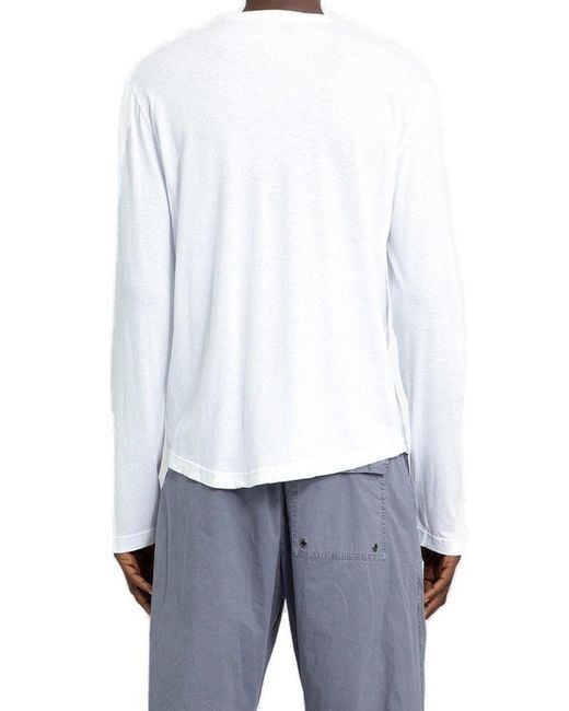 James Perse White Shirttail Hem Crewneck T-shirt for men