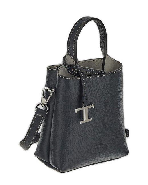 Tod's Black T-Timeless Pendant Detailed Micro Tote Bag
