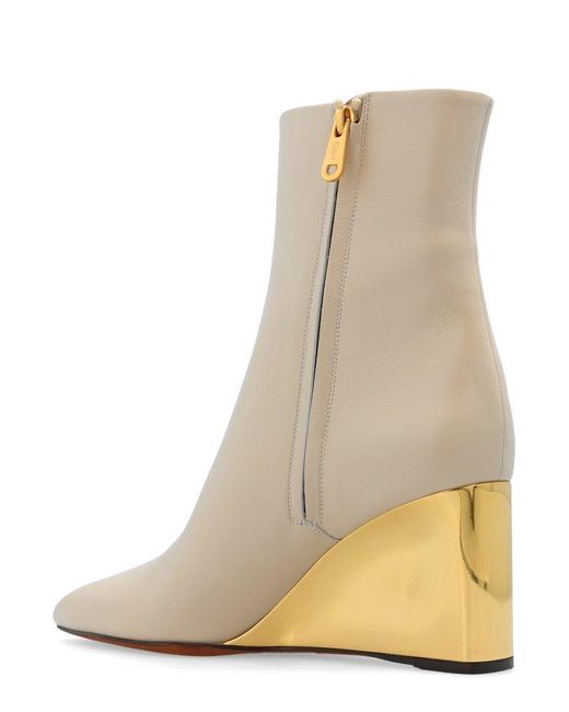Chloé Natural Rebecca Wedge Ankle Boots