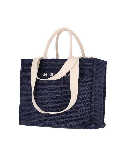 Marni Blue Large Logo Tote Bag