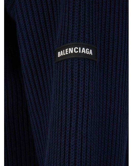 Balenciaga Blue Cotton Oversize Cardigan for men