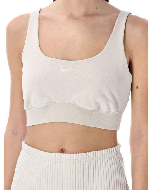 Nike White Chill Terry Sleeveless Cropped Top