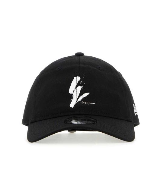 Yohji Yamamoto Black Logo Printed Curved Peak Cap for men