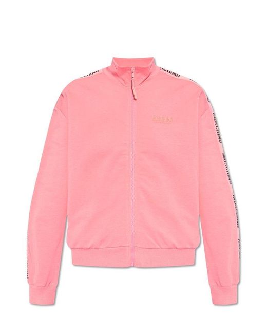 Moschino Pink Sweatshirt With Standing Collar,