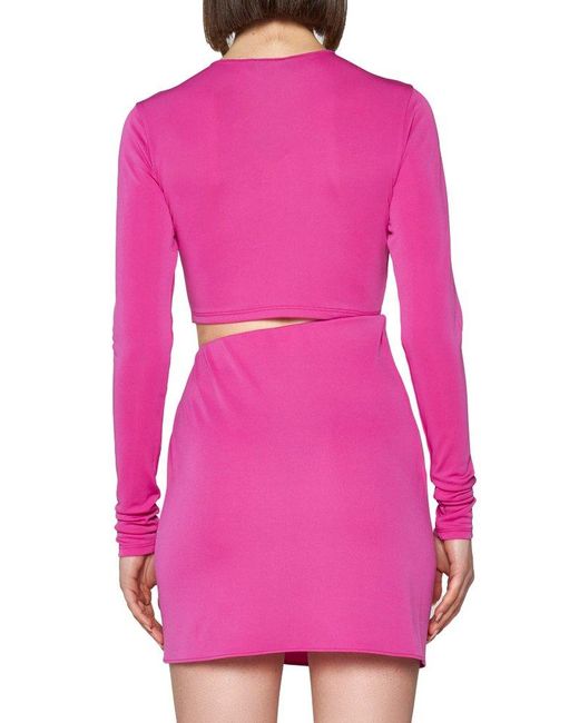 The Andamane Pink Cut-out Long-sleeved Dress