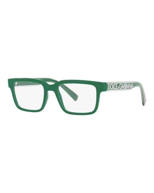 Dolce & Gabbana Green Rectangular Frame Glasses for men