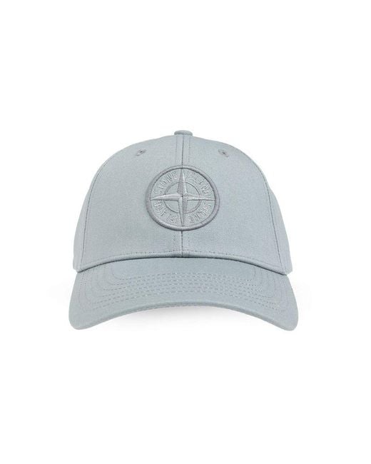 Stone Island Blue Logo Embroidered Baseball Cap for men