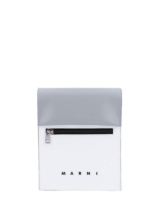 Marni White Tribeca Logo Printed Shoulder Bag for men