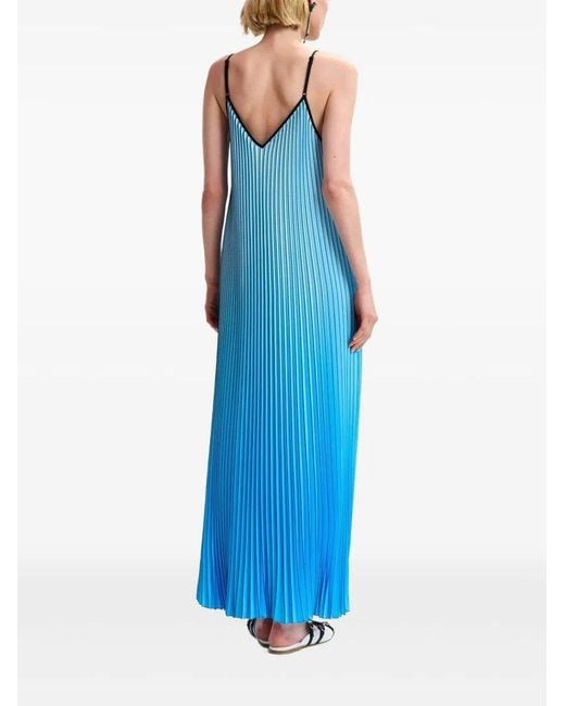 Essentiel Antwerp Blue Haurus Pleated Maxi Dress