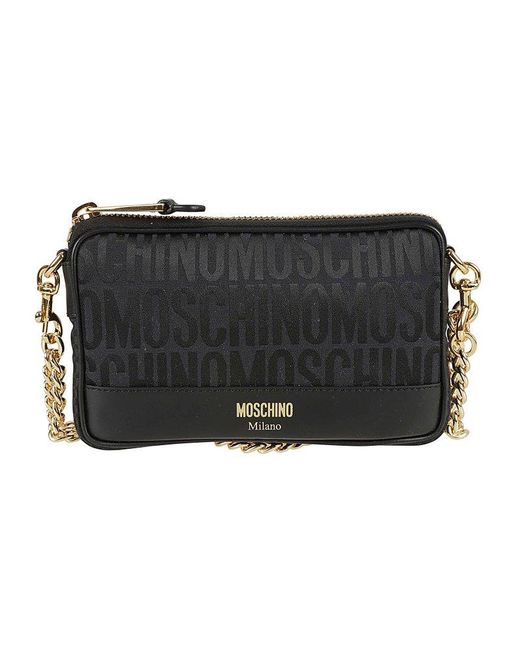 Moschino Black Monogrammed Shoulder Bag