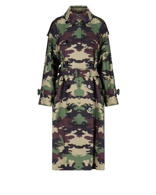 Burberry Camouflage Trench Coat in Green | Lyst