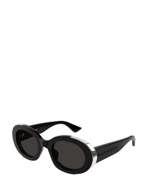 Alexander McQueen Black Round Frame Sunglasses