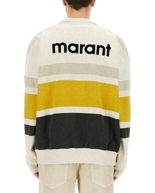 Isabel Marant Yellow Meyoan Striped Crewneck Sweatshirt for men