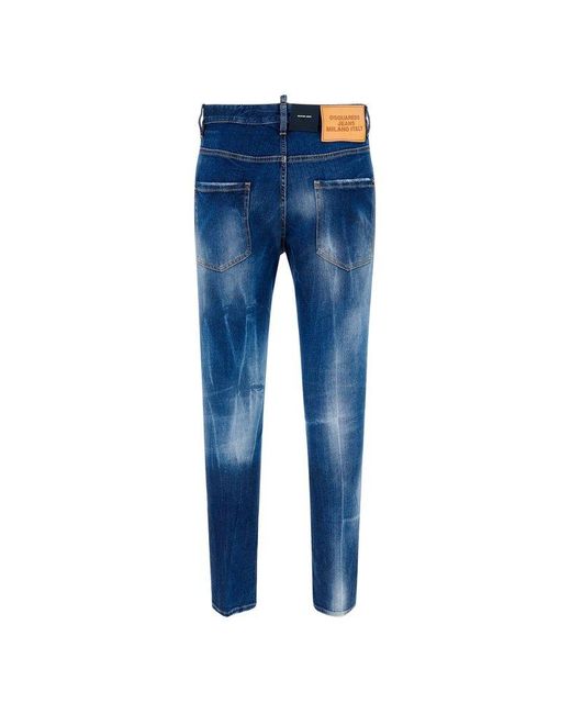 DSquared² Distressed Skinny Jeans in Blue for Men | Lyst