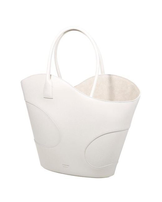 Ferragamo White Cut-out Detailed Tote Bag