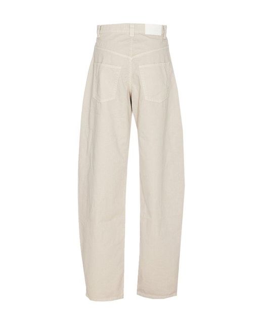 Pinko White High-waist Logo Patch Tapered Jeans