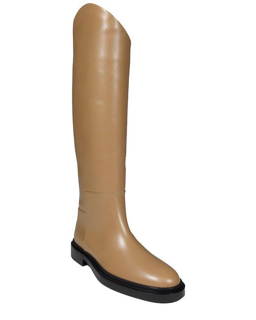 Jil Sander Almond toe Knee length Boots in Brown Lyst