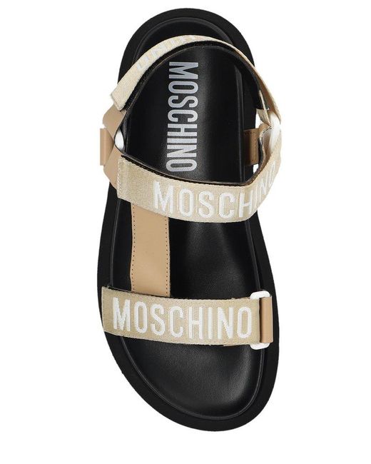 Moschino Black Logo-tape Almond Toe Flat Sandals