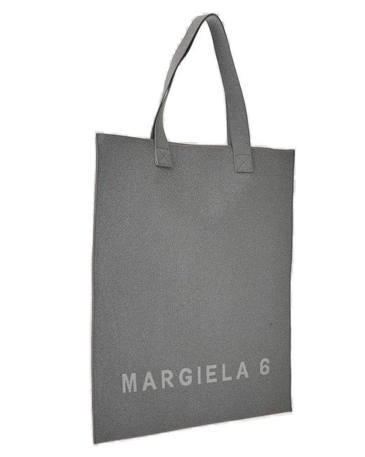 MM6 by Maison Martin Margiela Gray Logo Printed Tote Bag