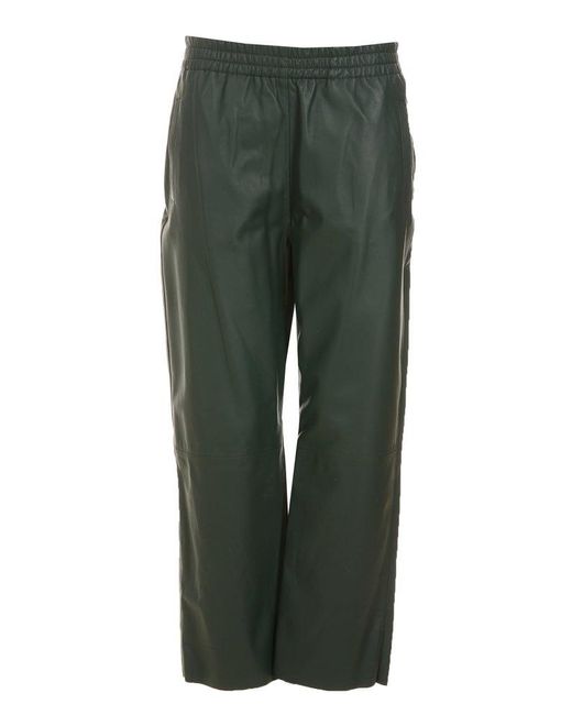 Pinko Leather Toast Pants in Green | Lyst