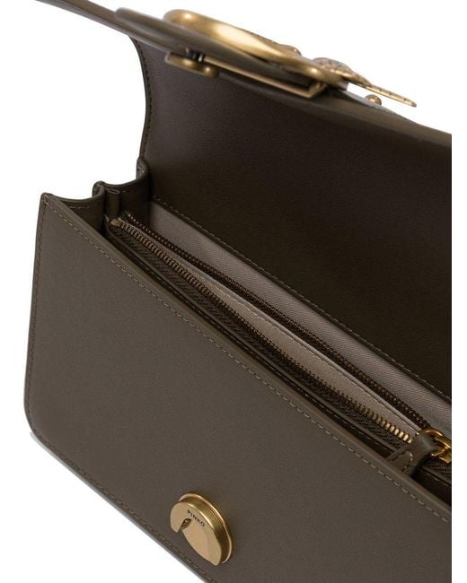 Pinko Brown Love One Mini Logo Plaque Crossbody Bag