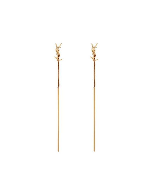 Saint Laurent Metallic Opyum Ysl Threader Earrings