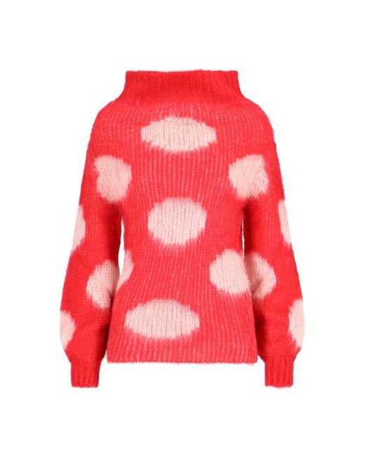 Marni Red Polka Dot Patterned Knitted Jumper