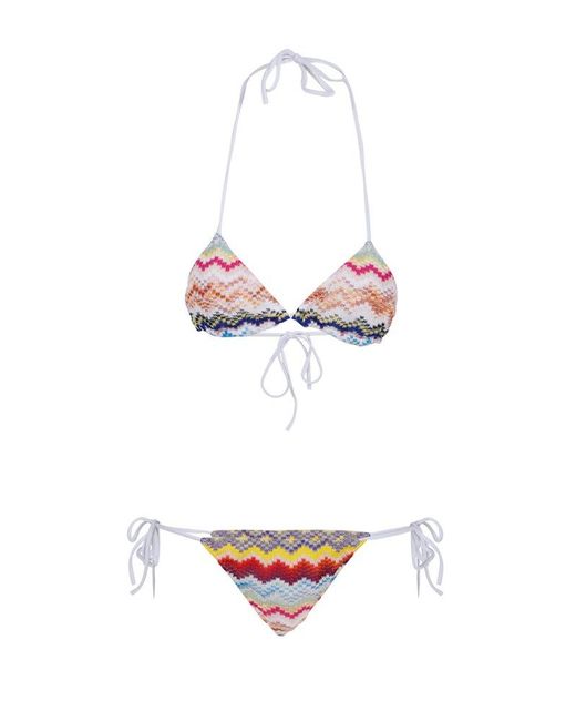 Missoni White Zig-zag Pattern Two-piece Bikini Set