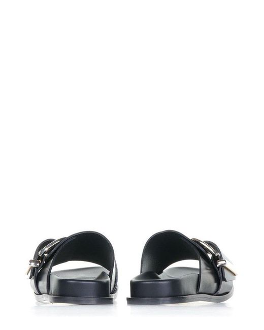 Guglielmo Rotta Black Buckle Detailed Flat Sandals