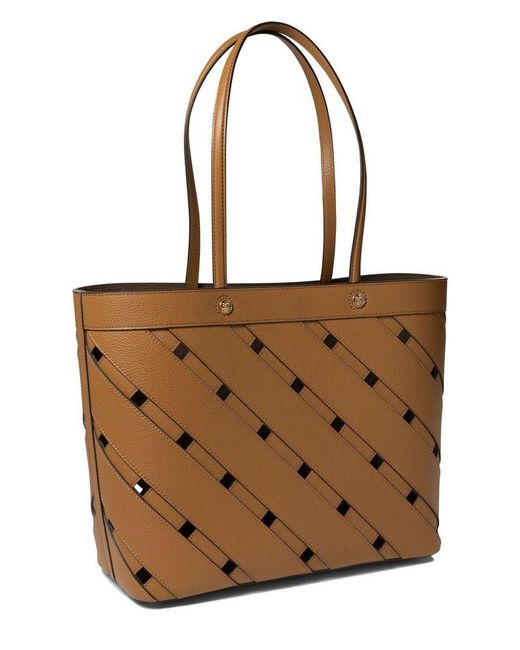 Etro Brown Cut-Out Detailed Medium Tote Bag