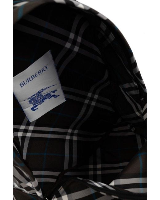 Burberry Black Backpack With Check Pattern for men