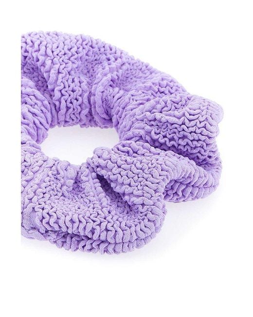 Hunza G Purple Crinkled-effect Elastic-band Scrunchie