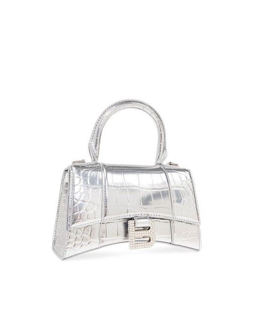 Balenciaga White Hourglass Xs Top Handle Bag