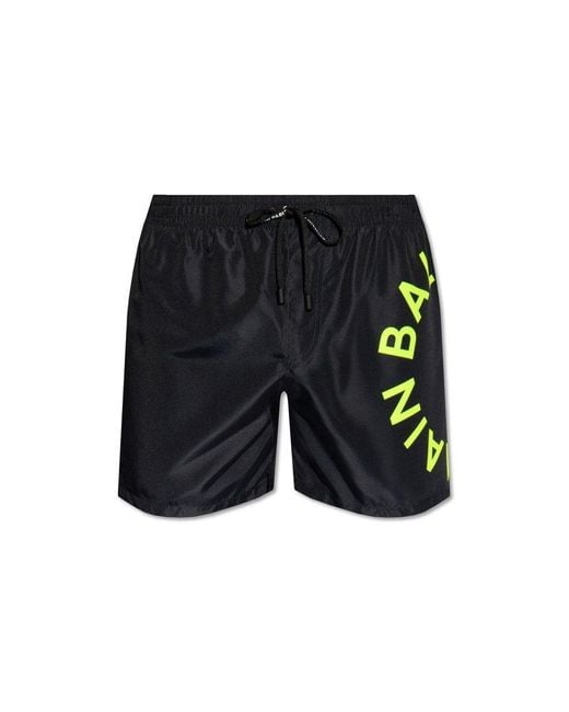 Balmain Black Swim Shorts With Logo for men