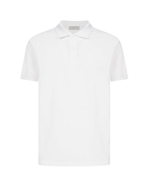 Dior White X Shawn Stussy Logo Patch Polo Shirt for men