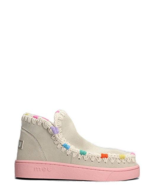 Mou Pink Summer Eskimo Overstitching Boots