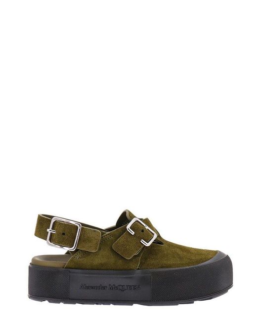 Alexander McQueen Green Buckle-fastened Open-toe Sandals for men