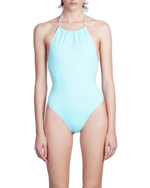 Mc2 Saint Barth Blue Gabrielle Halterneck One-piece Swimsuit
