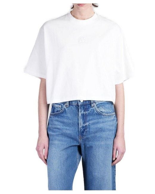 Anine Bing Blue Myers Cropped T-Shirt