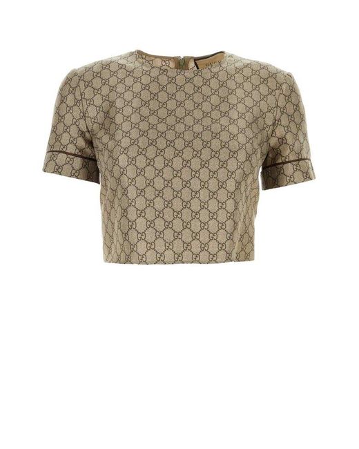 Gucci Brown Silk Top With Monogram,