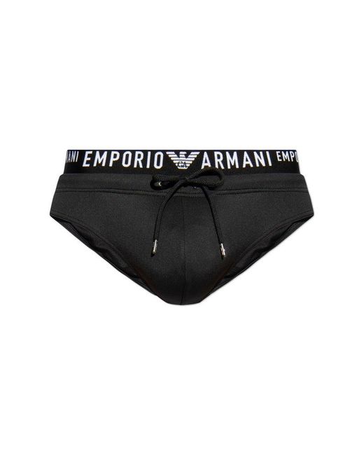 Emporio Armani Black Sustainability Collection Swimming Briefs for men